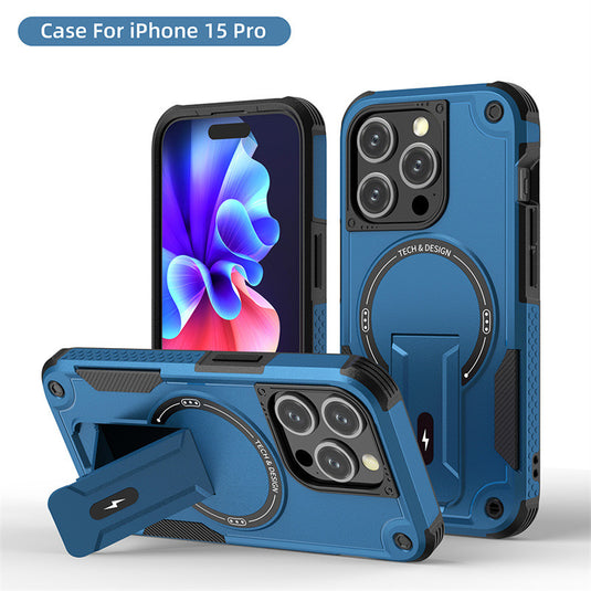 Magnetic Suction Case for iPhone 15 Pro Max / 15 Pro - German Technology, Invisible Stand, Anti-Fall Cover