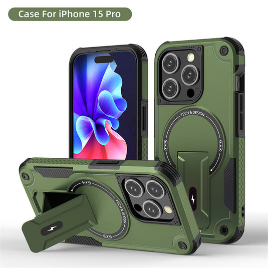 Magnetic Suction Case for iPhone 15 Pro Max / 15 Pro - German Technology, Invisible Stand, Anti-Fall Cover