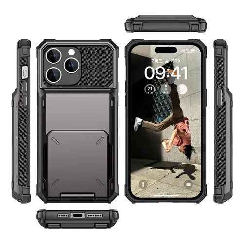 iPhone 15 Pro / 15 Pro Max Case - SUV Flip Cover with Card Slot, Reinforced Four-Corner Protection