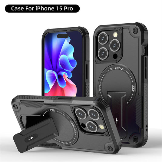 Magnetic Suction Case for iPhone 15 Pro Max / 15 Pro - German Technology, Invisible Stand, Anti-Fall Cover