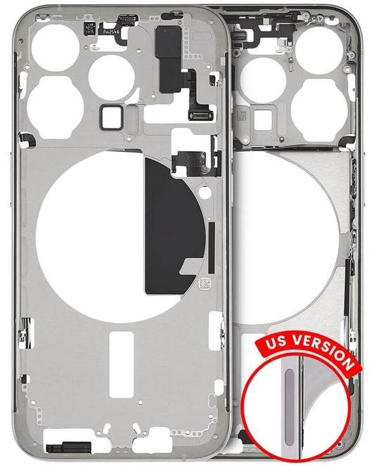 Compatible For iPhone 15 Pro  Mid-Frame Housing With Power And Volume Button (US Version) (White Titanium)